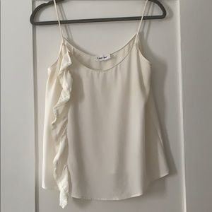 Line + Dot cream Camisole w/ vertical ruffle